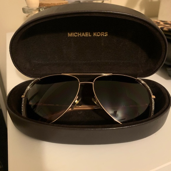 Michael Kors Accessories - Rose Gold Michael Kors Rhinestone Sunglasses